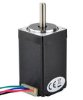Nema 11 bipolar micro stepper motor with 4 leads, 0.67A, 12 Ncm torque, 1.8° step, black housing.