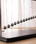 Newton's Cradle Desk Toy With Wooden Base And Metal Beads, Classic Kinetic Swinging Science Gadget For Office Decor, 12 Beads, Sturdy Motion