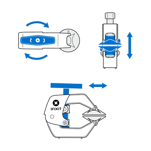 Diagram of Pro Grade Anti Clamp Opening Tool For Phones And Tablets With Dual Suction Cups And Adjustable Opening Force.