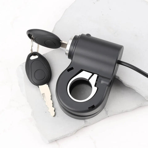 24V-72V E Bike Ignition Switch With 2 Keys And 2 Pin SM Connector For Handlebar Twist Throttle, Rugged Plastic And Metal Build, 1.5 Meter Wire, Easy No Fuss Secure Start For Your Electric Bicycle