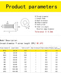 Product parameters for Flat Head Socket Cap Screws M1.6 X 5mm, 10.9 Grade Alloy Steel, DIN 7991, diagram and measurements shown