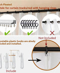 Pinch pleated sheer curtains showing adjustable hooks and track system compatibility