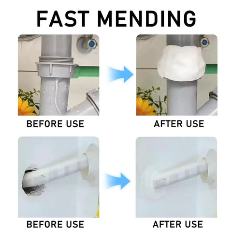 DIY Friendly Waterproof Sealant Mastic 6 Pack White Seal Putty For Ducts And Drains shown in use on pipes and wall holes