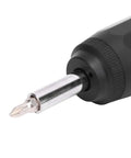 Close-up of Presets Torque Wrench With S2 Bit Set 0.2 To 1.2 Nm Range showing metal bit tip and ergonomic grip.
