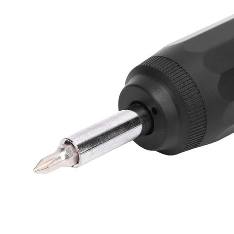 Close-up of Jiawu Preset Torque Wrench 0.2-1.2Nm Precision Torsion Tool shaft with S2 hex bit for precise fastening.