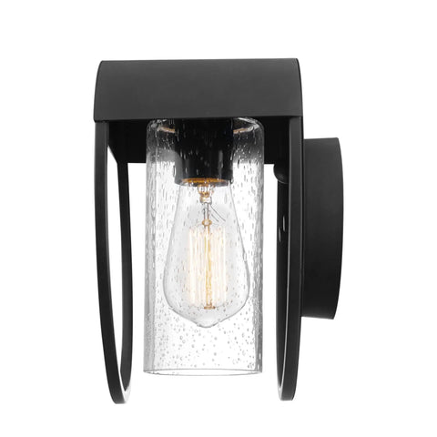 Weatherproof Matte Black 1 Light Indoor Outdoor Wall Sconce With Seeded Glass Shade E26 Base Built To Stand Up To Seasonal Weather
