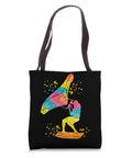 Tie Dye Wing Foil Wingsurfing Tote Bag For Wingboarding Fans And Coaches, 16x16 inch with colorful man on wingboard design