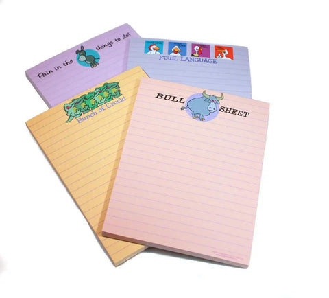 Funny Notepads Assorted Pack Of Four 4.25 By 5.5 Inch Note Pads With Office Humor And Hilarious Messages Perfect Gift For Coworkers Women And Men Made In The USA Cute Notepad And Fun Office Supplies For Home Or Work with colorful designs and witty phrases.