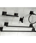 Monarch 5 Piece Bath Accessory Set in Matte Black with 18 Inch and 24 Inch Towel Bars Towel Ring Robe Hook and Toilet Paper Holder