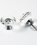 Diamond Cut Crystal Glass Drawer Knob Set 30mm Knobs With Aluminum Base 12 Piece Cabinet Pull Handles For Cabinets Dressers And Drawers Sparkling Clear Crystal Accent Hardware, clear crystal knob pair with screw