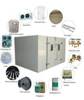Custom Cold Room Build Top Shelf Heavy Duty Industrial Walk In Freezer Blast Freezing Beast Mode High Efficiency Refrigerated Storage Locker For Fish Fruit And Veggies Keeps Chill Locked with electric control panel and cold room door.