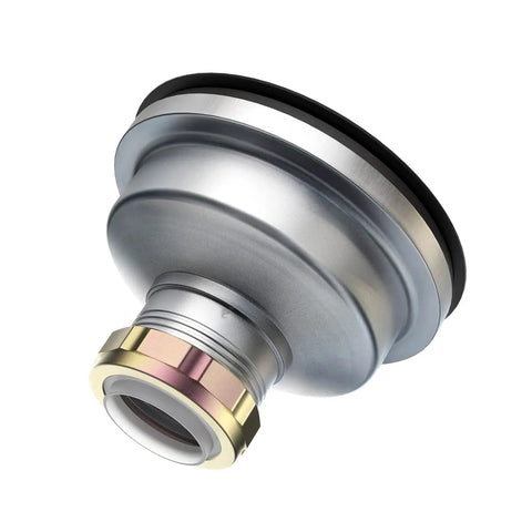 Bottom view of Universal 3.5 Inch Kitchen Sink Drain Kit With Removable Strainer Basket And Stopper Matte Black Stainless Steel Assembly