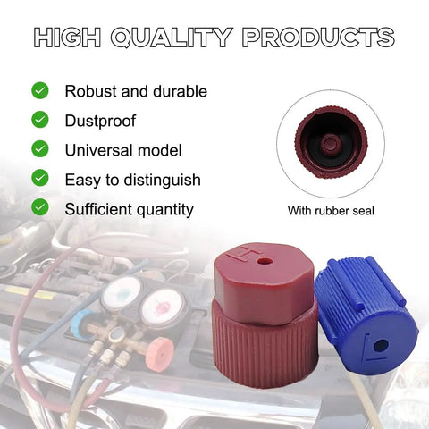 10 Piece Set R134a A C Cap Dust Covers For 13mm And 16mm High And Low Pressure Service Ports, Rugged Plastic Caps