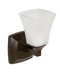 Voss 1-Light Dual-Mount Vanity Light in Oil Rubbed Bronze with Frosted Glass Globe, fixture on white background