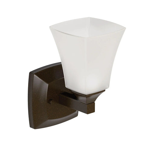 Voss 1-Light Dual-Mount Vanity Light in Oil Rubbed Bronze with Frosted Glass Globe, fixture on white background