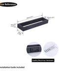 Matte Black SUS304 Stainless Steel Towel Holder Wall Mount Towel Ring And Hanger For Bathroom Lavatory Modern Square Design Rustproof Finish Heavy Duty And Easy Cleaning HG1706-BK with dimensions and mounting hardware.