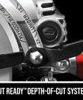 Close-up of Cut Ready™ depth-of-cut system on Lightweight Worm Drive Circular Saw With 15 Amp Engine And 7 1/4 Inch Blade.