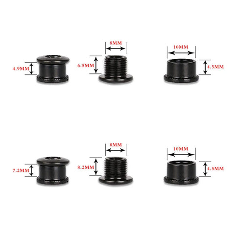 5Pcs Black MTB Chainring Bolts Kit 4.9mm For Single Chainring Crankset Fixing Screws Built Tough Lightweight Anodized Steel
