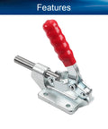 Heavy Duty Toggle Clamp With Quick Release For Woodworking And Welding, Pro Grade Built Tough 600 Lb Push Pull Action, 272 Kg Holding Capacity, 180 Degree Handle Opening, One And A Quarter Inch Plunger Stroke, Red And Silver Finish, GH36003