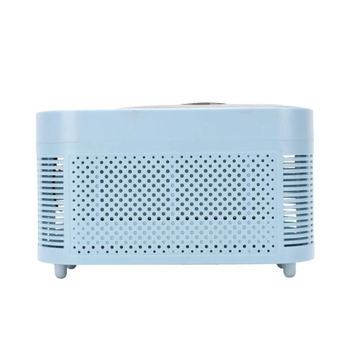Portable Countertop Mini Ice Maker Makes Ten Snappy Cubes On The Fly In Just Fifteen Minutes With Ultra Quiet Operation back view with ventilation holes.