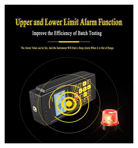 Super Handy Digital Hardness Tester For Metals with alarm function for out of range alerts during testing.