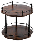 Two-Tier Wood Lazy Susan Organizer With 360 Turntable And Adjustable Upper Tray, 12.99 Inch Rotating Spice Rack, wood and metal design.