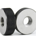 Top Shelf Go No Go Metric Thread Ring Gauge Set For Snappy External Screw Checking With Slick Action That Lets You Dial In Router And Table Saw Threads Fast Today, featuring textured black and silver gauge rings.