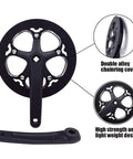 52T 130BCD Crankset For City And Folding Bikes, 170mm Crank Arm, Square Taper, detailed view with double alloy chainring cover
