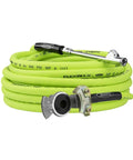 Truck Tire Inflation Kit With 3/8 In By 50 Ft Hose Pro Grade Heavy Duty Yet Lightweight Hybrid Build All Weather Flex Abrasion Resistant Outer Cover And Aluminum Fittings Includes Glad Hand Attachment And 30 Degree Dual Chuck ZillaGreen coiled hose