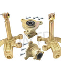 All-In-One 32-Inch Go Kart And Drift Trike Rear Axle Kit With 6-Inch Wheel Tires components including brass hubs and bolts.