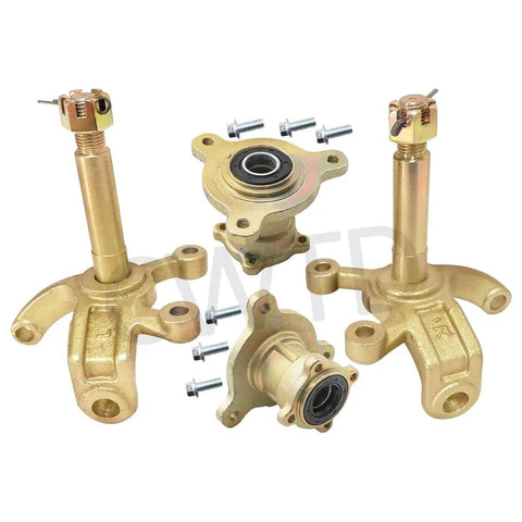 All-In-One 32-Inch Go Kart And Drift Trike Rear Axle Kit With 6-Inch Wheel Tires components including brass hubs and bolts.