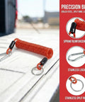 Tough As Nails All Weather 2Pc Trailer Breakaway Safety Cable Kit 4Foot coiled safety cable in orange with stainless clips.
