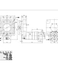 Top Shelf 360 Degree Hollow Rotary Platform Featuring Smooth Planetary Gear Speed Reducer With Rock Solid 70 To 1 Reduction Ratio technical drawing showing dimensions.