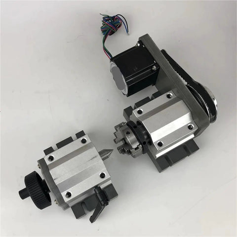 Dead Simple Setup Cnc Rotary Axis Upgrade Fourth A Axis Mounting Kit Utilizing Nema23 Stepper Motor with three jaw chuck.