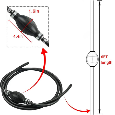 5/16 Inch Universal Fuel Line Kit with Primer Bulb and Steel Clamps, 6 Ft Long 8mm ID Hose for Marine Outboard Boats, RVs, Tractors