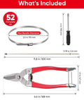 52-Piece 304 Stainless Steel Zip Tie Kit With Unlock Tool And Industrial Scissors, 11.8 Inch Self-Locking Cable Ties, dimensions shown.