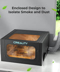 Creality laser engraver enclosure V2.0, black protective cover with exhaust hose and transparent front window