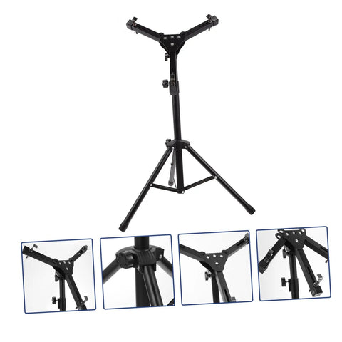 No Fuss Foldable Alloy Snare Drum Stand, Rock Solid Lightweight Percussion Tripod Rack With Adjustable Height, Smooth Quick Setup, black alloy frame