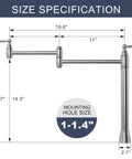 Size specifications of Pot Filler Deck Mount Kitchen Faucet in Brushed Nickel, Folding 2-Handle Design with Stretchable Double-Joint Swing Arms