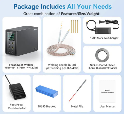 14.6 KW Capacitor Battery Spot Welder For 18650 And LiFePO4 Packs, 2 In 1 Auto And Foot Pedal Welding Machine accessories included