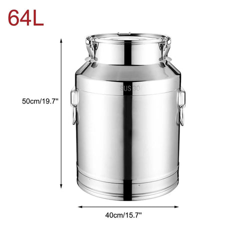 Built Like A Tank 304 Stainless Steel Storage Bucket With Airtight Locking Lids Rock Solid Milk Can Jug For Bulk Rice Grain Dog Food And Coffee Beans Keep It Fresh In This Massive 64L Rust Resistant Tote