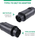 Premium Grade Type One To Gbt Ev Charging Adapter Sae J1772 To China Standard Connector 32A 7.2Kw showing Type 1 EV plug and GB/T EV socket.