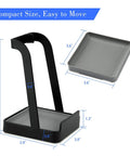 Hella Convenient Multi Function Kitchen Utensil And Pot Lid Organizer Pad With Spoon Rest Ladle Holder Catch Mat Drip Tray Washable Heavy Duty Stick Mount Black dimensions with height and size details