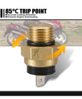 Motorcycle Radiator Fan Temp Switch For Honda VT750 Shadow Aero Ace VLX 600 750 1991 To 2009 with 85°C trip point and brass construction.