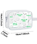 16 Pack Clear PVC Zip Pouch Bags For Travel And Everyday Use showing golf-themed design, dimensions 18cm x 14cm x 4.5cm