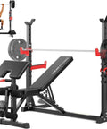 Beefy 1980 Lb Weight Bench With Wide Grip Rack For Home Gym Bench Press Set Leg Extension Preacher Curl Adjustable Olympic Bench