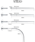 18 Gauge Piercing Taper Kit with mixed threadless and threaded insertion tapers, 28 mm length, stainless steel, size chart