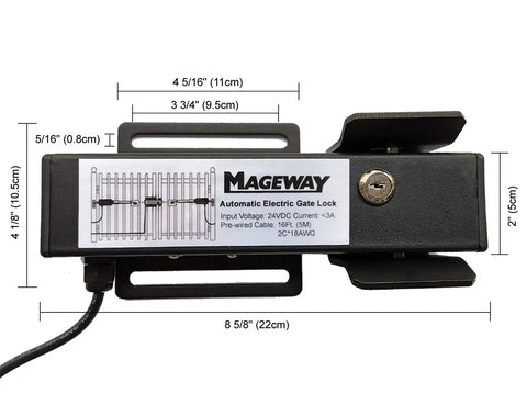 Heavy Duty 24V DC Automatic Electric Gate Lock For Swing Gates And Gate Openers, Fail Secure Waterproof Solenoid Lock with dimensions