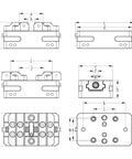 Game Changer Heavy Duty Self Centering Vise engineered for 5 Axis CNC Machining, detailed technical drawing with dimensions.