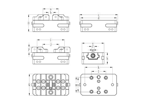 Game Changer Heavy Duty Self Centering Vise engineered for 5 Axis CNC Machining, detailed technical drawing with dimensions.